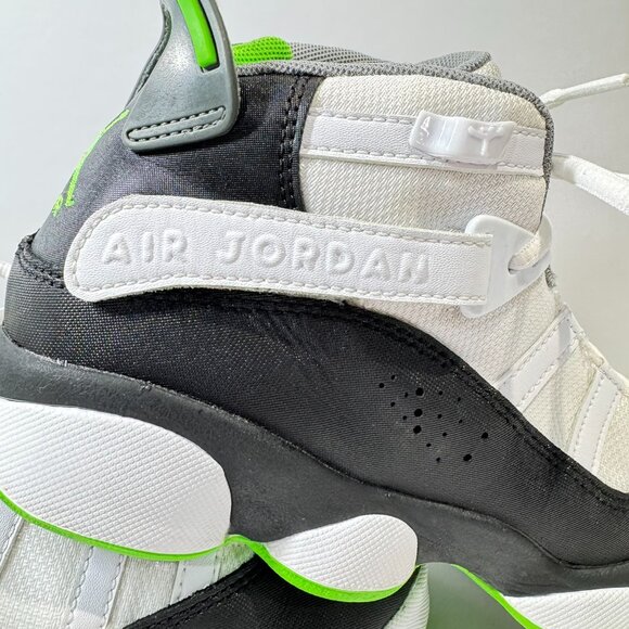 Air Jordan 6 Rings White Black Altitude Green Sneakers Athletic Sz 6.5 Youth - Picture 4 of 12